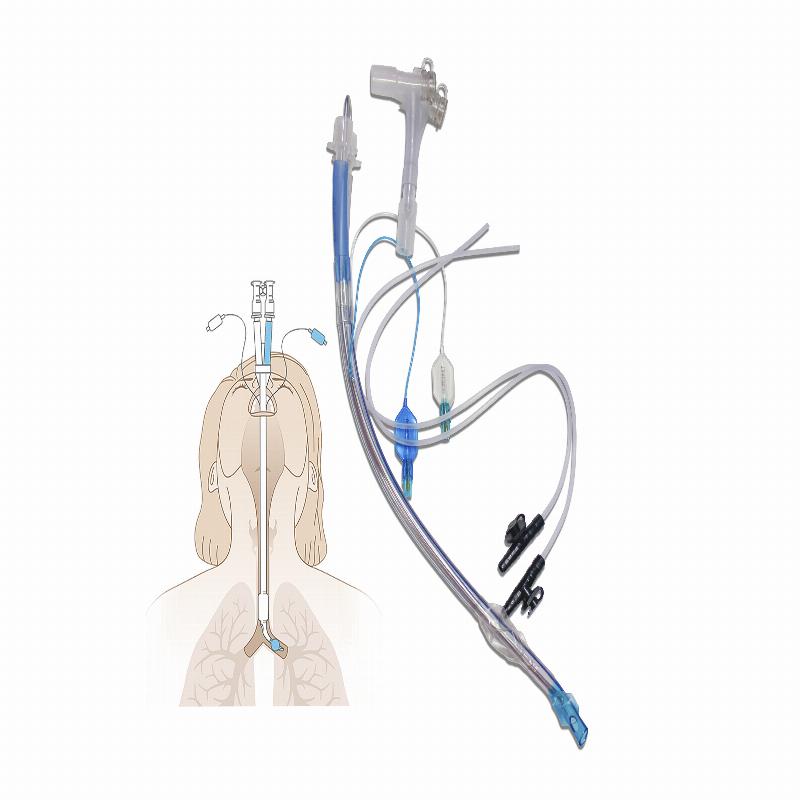 Трубка ендобронхіальна двохпросвітна (правостороння) MEDICARE, з двома манжетами, розмір Fr37